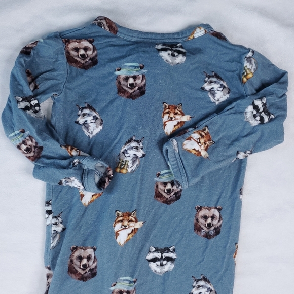 Posh Peanut Bamboo Wolf Bear Raccoon Double Zipper Footed Sleeper Footie Pajama - Picture 7 of 9